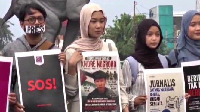 Puluhan Jurnalis dan Aktivis di Bandar Lampung Desak PBB Bebaskan Rekan yang Ditahan Israel di Laut Mediterania