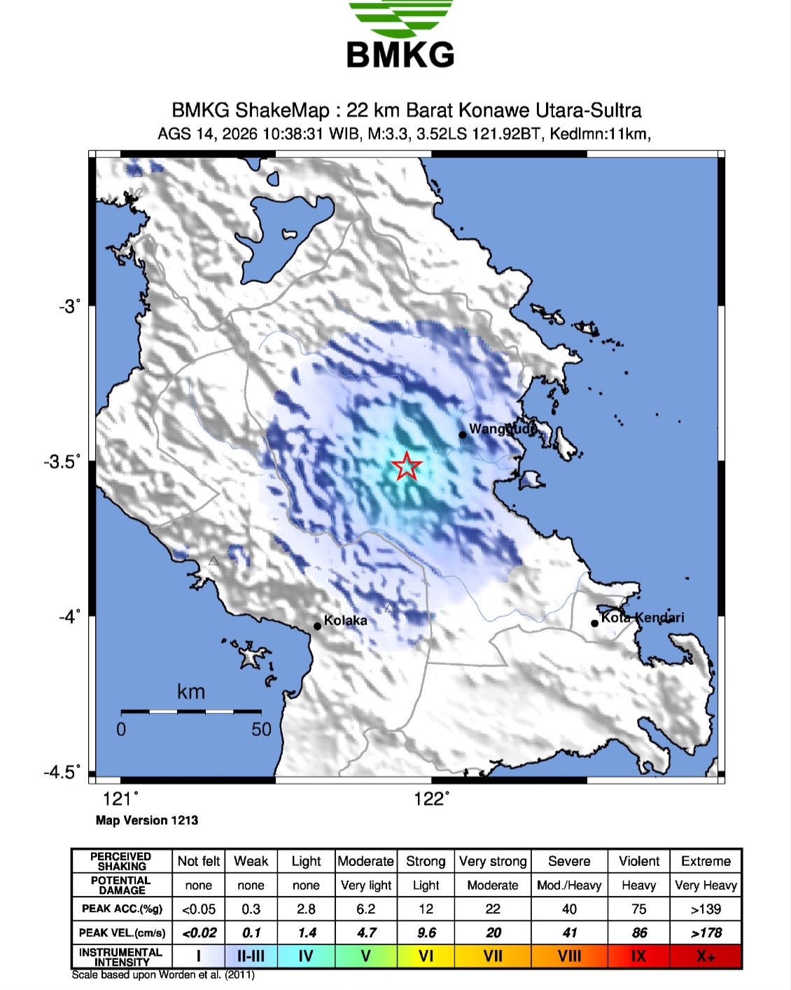 Gempa M 3,3 Guncang Konawe Utara, Getaran Terasa di Abuki dan Tiga Kali Susulan Terjadi