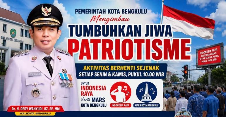 Pemkot Bengkulu Wajibkan Pemutaran Lagu Indonesia Raya Setiap Senin dan Kamis, Warga Diminta Berhenti Sejenak dan Berdiri Tegak