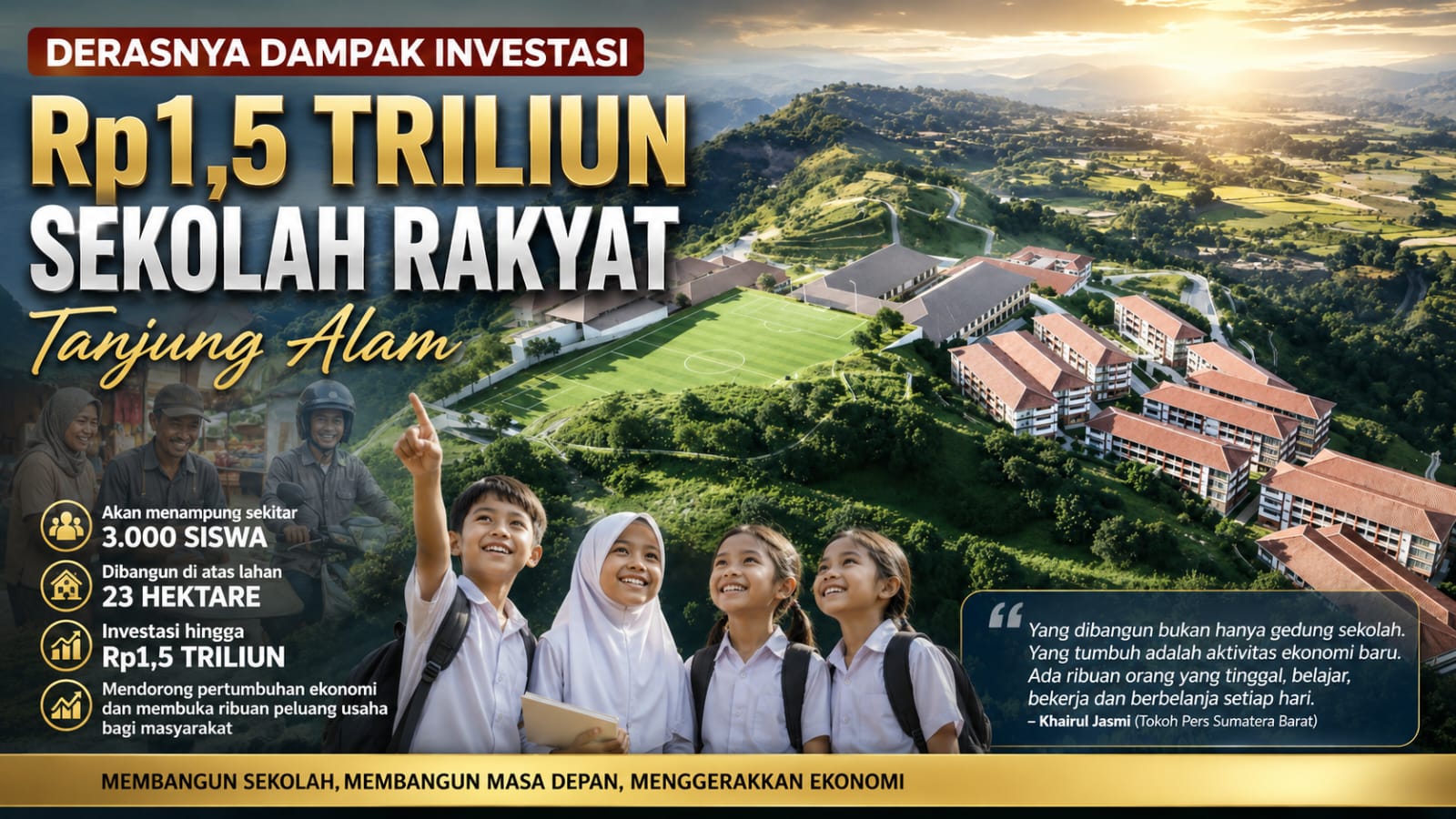 Sekolah Rakyat Rp 1,5 Triliun di Tanjung Alam Diproyeksikan Jadi Pusat Ekonomi Baru bagi 3.000 Siswa
