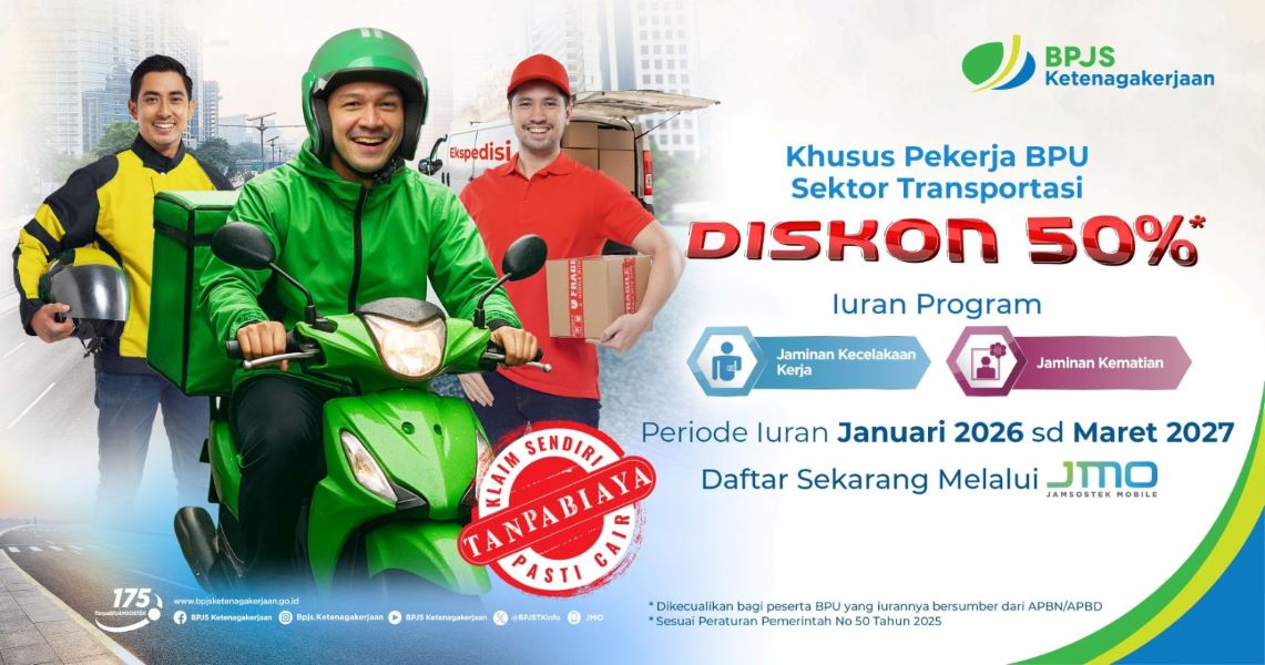 Diskon Iuran BPJS Ketenagakerjaan 50 Persen di Muara Bungo, Pekerja Mandiri Bisa Daftar hingga 2026