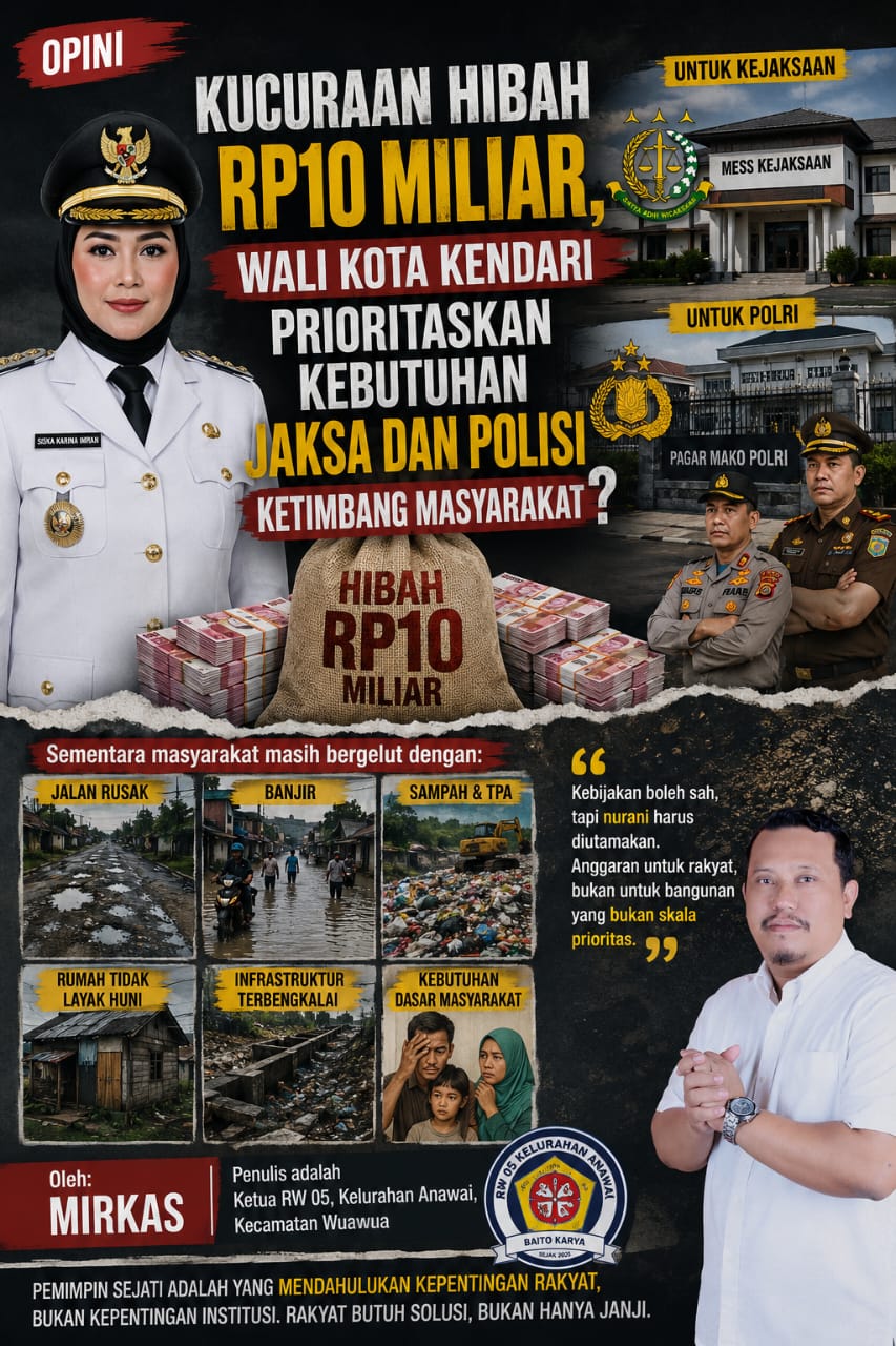 Hibah Rp10 Miliar untuk Mess Kejaksaan dan Pagar Polri di Kendari, Warga Soroti Prioritas Anggaran di Tengah Banjir dan Jalan Rusak