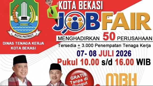 Job Fair Kota Bekasi 2026 Siapkan 3.000 Lowongan Kerja dari 50 Perusahaan, Lulusan SMP hingga S1 Bisa Daftar Gratis
