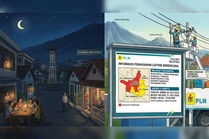 PLN Salatiga Jadwalkan Pemadaman Listrik 21-23 Juli 2026, Ini Daftar Wilayah yang Terdampak