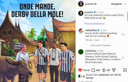 Rumah Gadang Gajah Maram di Solok Selatan Jadi Ilustrasi Derby Juventus vs Torino, Gubernur Sumbar Ikut Komentar