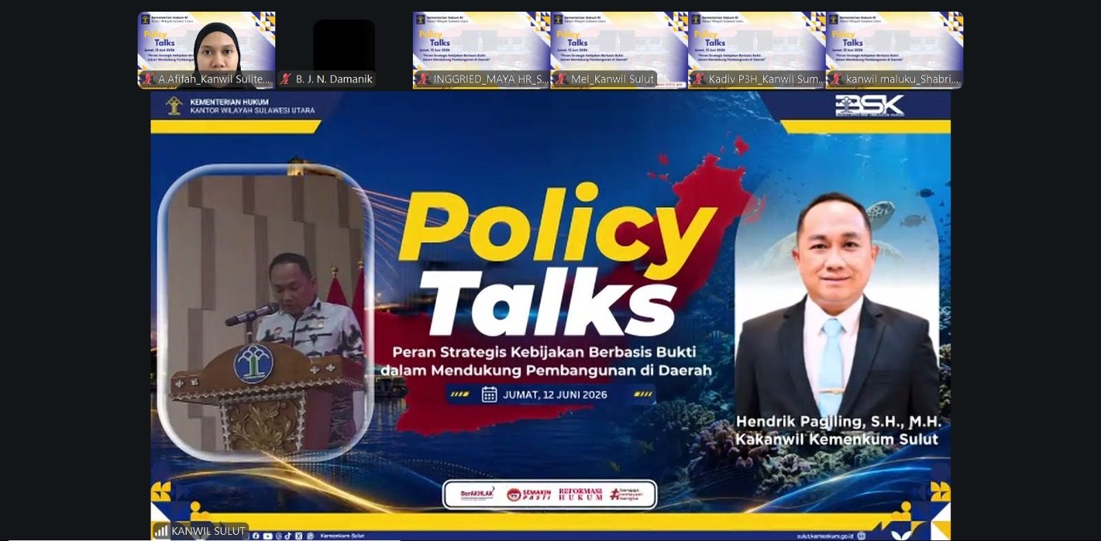 Kanwil Kemenkum Sulteng Ikuti Policy Talks Virtual, Tim BSK Hukum Diasah soal Kebijakan Berbasis Bukti