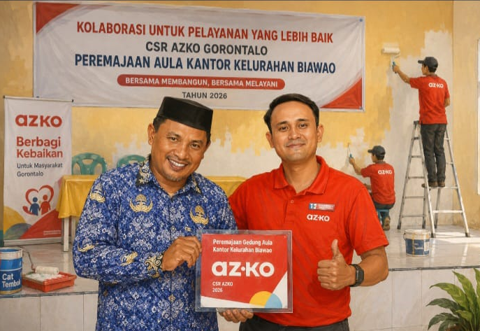 Efisiensi Anggaran, Kelurahan Biawao Gorontalo Gandeng AZKO untuk Peremajaan Aula Kantor