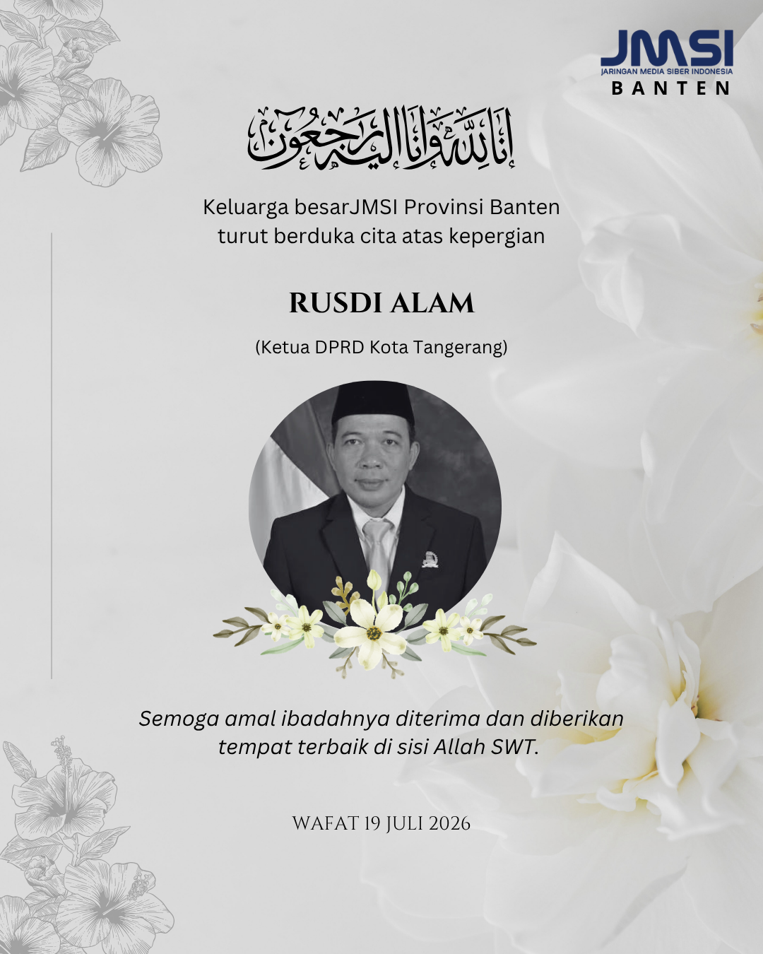 Ketua DPRD Kota Tangerang Rusdi Alam Tutup Usia di 47 Tahun, Fraksi Golkar Berduka