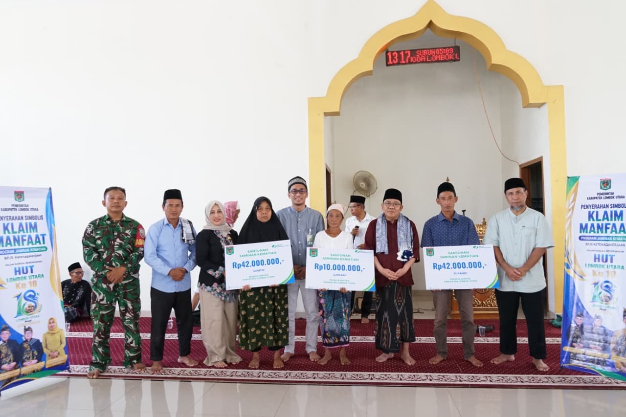 Pemkab Lombok Utara dan BPJS Ketenagakerjaan Salurkan Santunan Jaminan Kematian Rp42 Juta kepada Tiga Ahli Waris di Desa Rempek