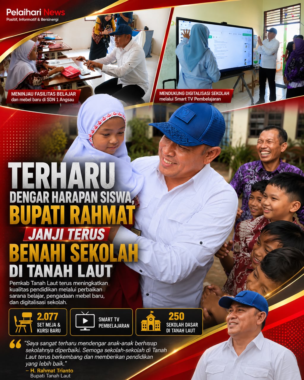 Bupati Tanah Laut Tinjau SDN 1 Angsau dan SDN 2 Jorong, 2.077 Set Meja Kursi Baru Disalurkan untuk Pelajar
