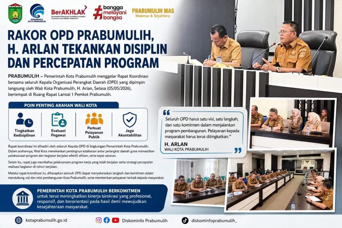 Wali Kota Prabumulih Arlan Tekankan Percepatan Program dan Disiplin Pegawai