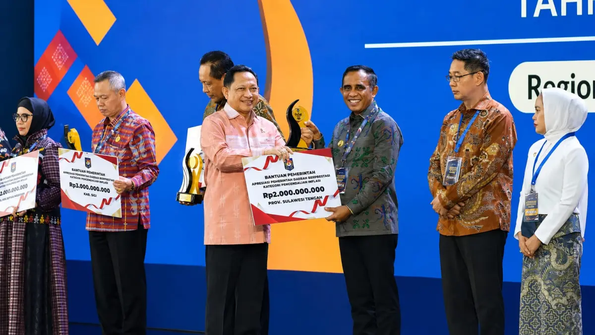 Pemprov Sulawesi Tengah Raih Penghargaan Pengendalian Inflasi Terbaik II Regional Sulawesi, Kantongi Insentif Fiskal Rp2 Miliar