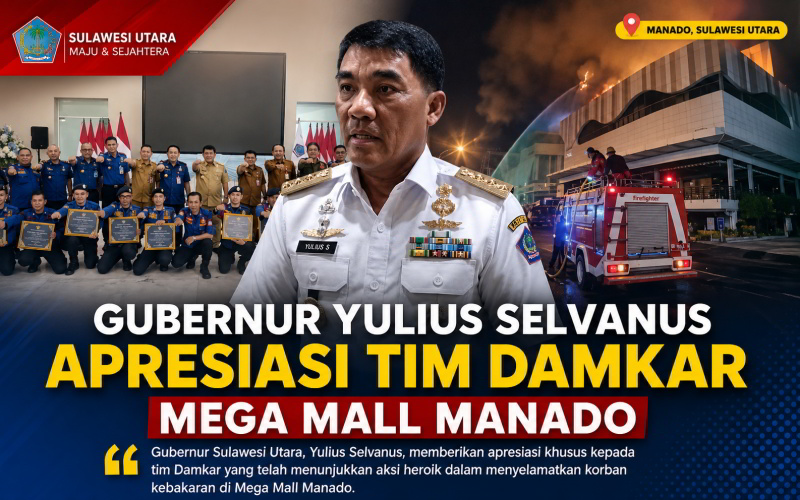 Gubernur Sulut YSK Beri Penghargaan Langsung ke Petugas Damkar yang Evakuasi Korban Kebakaran Mega Mall Manado