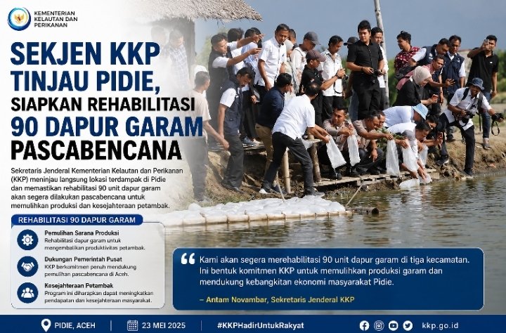 KKP Rehabilitasi 90 Dapur Garam di Pidie Pascabencana, 144.500 Benur dan 180 Tunnel Garam Disalurkan
