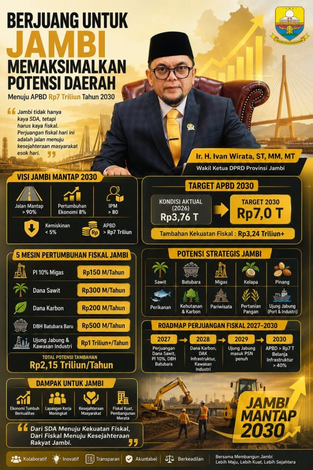 Wakil Ketua DPRD Jambi Ivan Wirata Targetkan APBD Tembus Rp7 Triliun pada 2030, Andalkan Pelabuhan Ujung Jabung