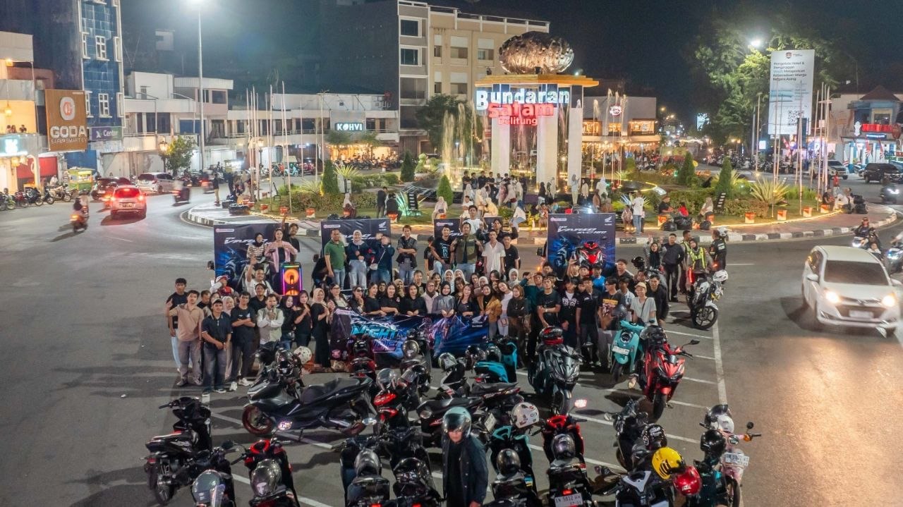 Honda Babel Ajak Puluhan Bikers di Belitung Konvoi Malam Pakai Vario Evo 160, Ada Edukasi Safety Riding