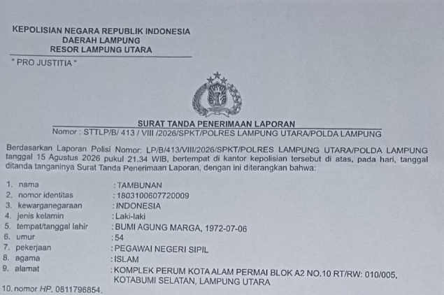 Kesalahpahaman di Turnamen Tenis Meja Kotabumi Selatan, Seorang Paman Dituding Keponakan Hingga Berujung Laporan Polisi