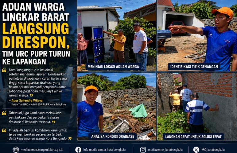 Genangan Air Robohkan Pagar Rumah Warga di Lingkar Barat Bengkulu, PUPR Kota Turunkan Tim URC