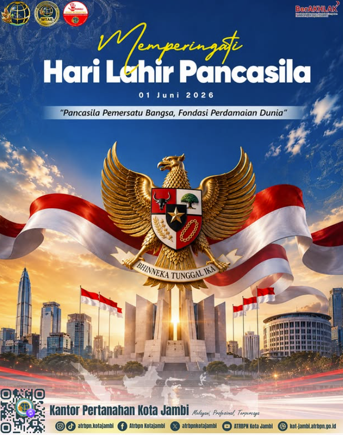 Peringati Hari Lahir Pancasila, Kantor Pertanahan Kota Jambi Ajak Warga Amalkan Nilai Luhur untuk Pelayanan Publik yang Adil