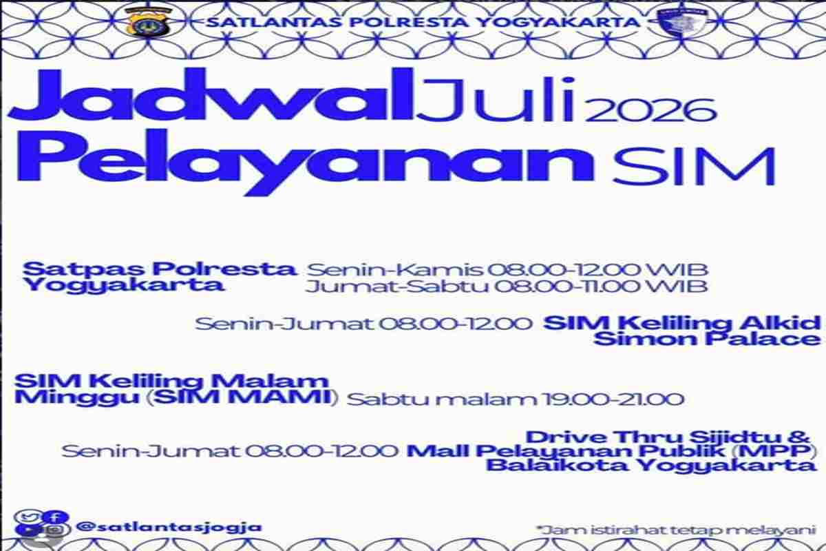 Jadwal SIM Keliling Jogja 18 Juli 2026: Layanan Malam di Sasono Hinggil Alun-Alun Kidul, Simak Syarat dan Biaya Terbaru