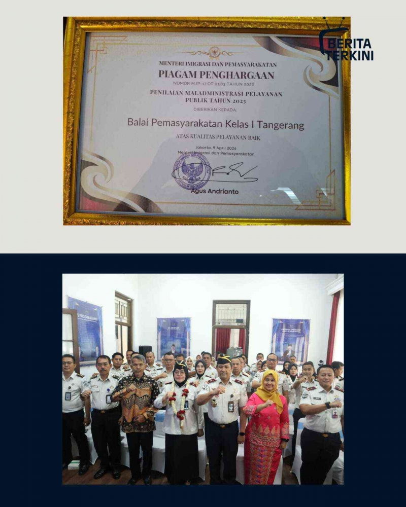 Pisah Sambut Kakanwil Ditjen PAS Banten, Bapas Tangerang Diganjar Penghargaan Pelayanan Publik