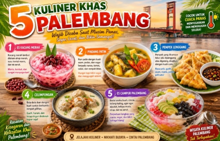5 Kuliner Khas Palembang yang Wajib Dicoba Saat Musim Panas: Es Kacang Merah hingga Pindang Patin, Segar dan Kaya Nutrisi