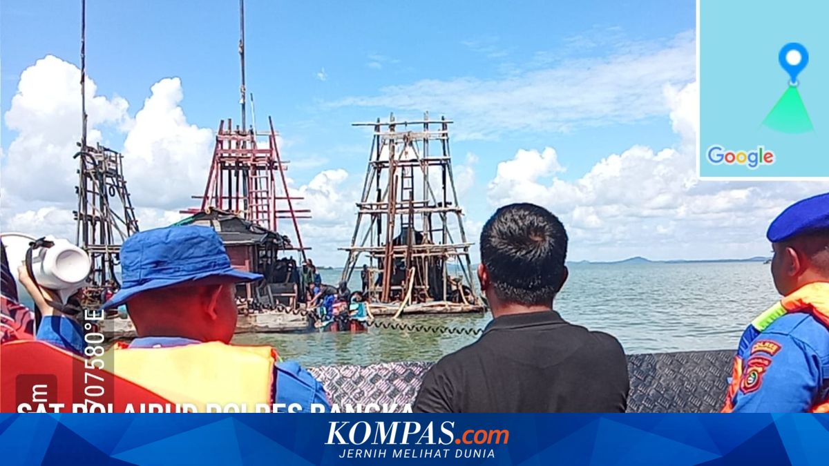 Tim Gabungan Tertibkan 15 Ponton Isap Timah Ilegal di Perairan Teluk Kelabat Bangka Barat, Pasang Spanduk Larangan