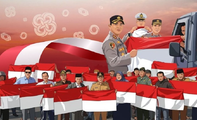 Pemkab Aceh Tengah Bagikan 1.000 Bendera Merah Putih di Simpang Empat Polres, Bupati dan Forkopimda Turun Langsung