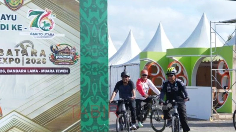 Bupati Barito Utara Gowes Santai Sambil Cek Kesiapan Batara Expo 2026 dan HUT ke-76 Kabupaten