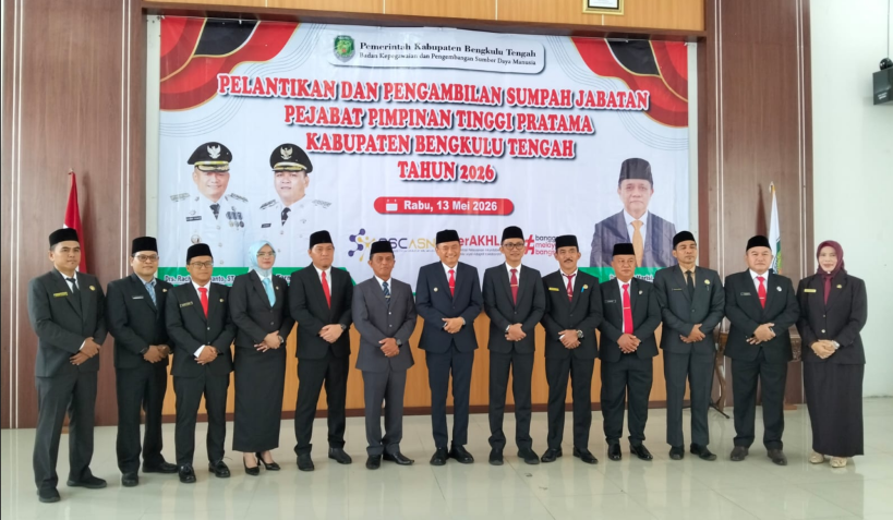 Bupati Bengkulu Tengah Lantik 10 Pejabat Eselon II Hasil Lelang Jabatan, Satu Kursi Masih Kosong Tunggu SK Kemendagri