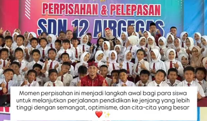 Wakil Bupati Bangka Selatan Debby Vita Dewi Hadiri Pelepasan Siswa SDN 12 Airgegas, Apresiasi Dua Guru Purna Tugas