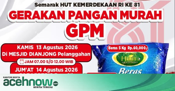2.000 Paket Pangan Murah Disiapkan Pemkot Banda Aceh di HUT ke-81 RI, Beras Premium Hanya Rp 60 Ribu per 5 Kg