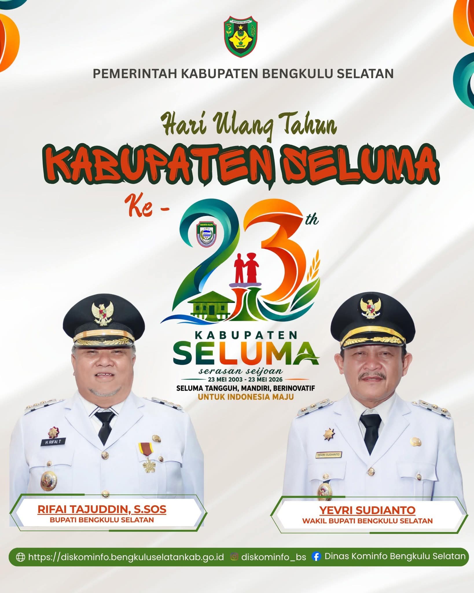 Ucapan HUT ke-23 Seluma dari Pemkab Bengkulu Selatan: Simbol Sinergi Dua Daerah Bertetangga