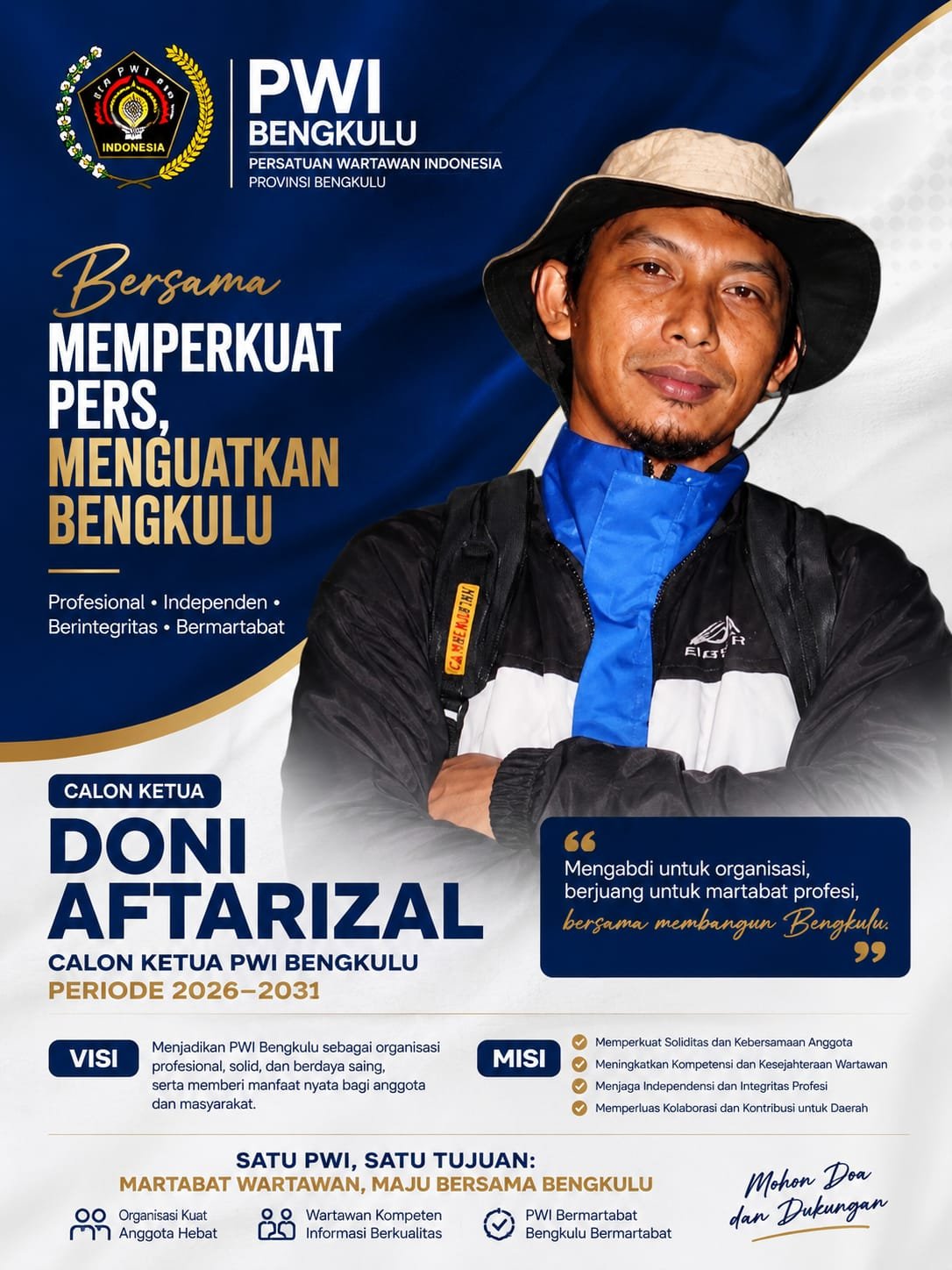 Doni Aftarizal, Wartawan Radar Utara, Resmi Maju Calon Ketua PWI Bengkulu Periode 2026-2031