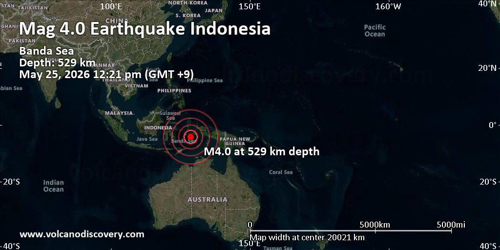 Gempa Bumi Magnitudo 4,0 Guncang Banda Sea, 80 Km Tenggara Ambon, Warga Tak Merasakan Getaran