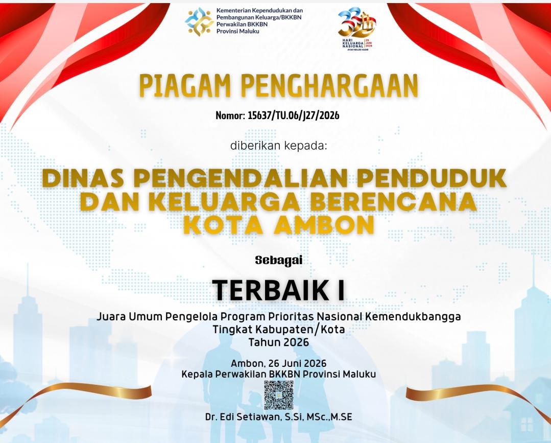 Kota Ambon Juara Umum Program Prioritas Nasional 2026, Sabet Tiga Penghargaan dari BKKBN