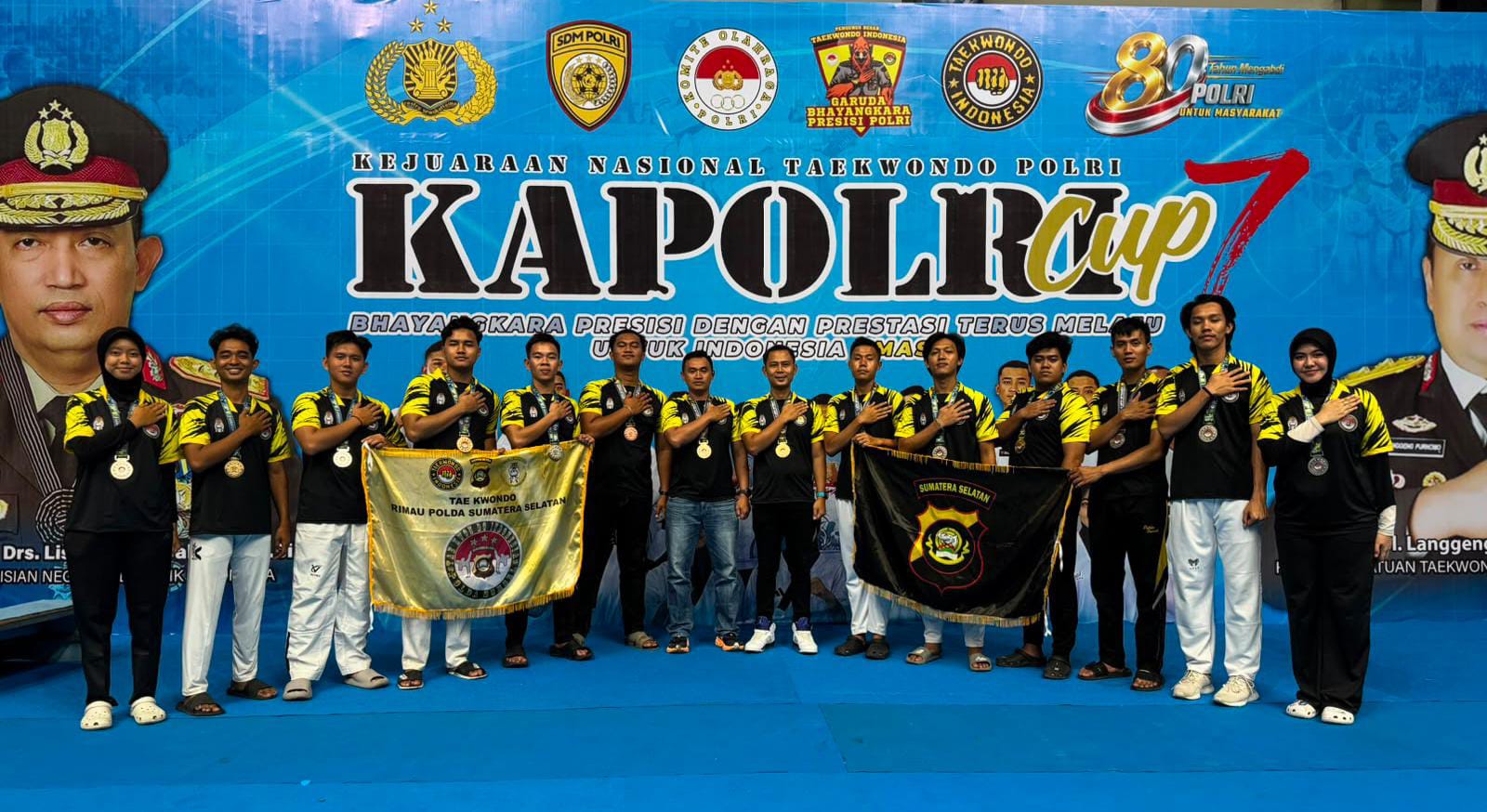 Kontingen Taekwondo Rimau Polda Sumsel Borong 13 Medali di Kejurnas Kapolri Cup ke-7; Emas dari OKU Selatan, Prabumulih, hingga Yanma Polda