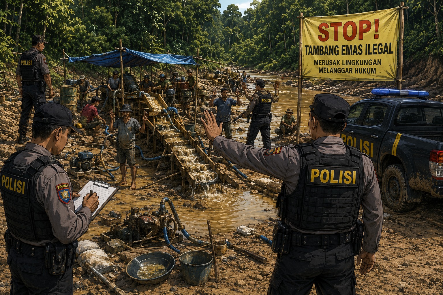 Kapolsek Ranah Batahan Bantah Pembiaran Tambang Emas Ilegal di Belakang Mapolsek, Ini Faktanya