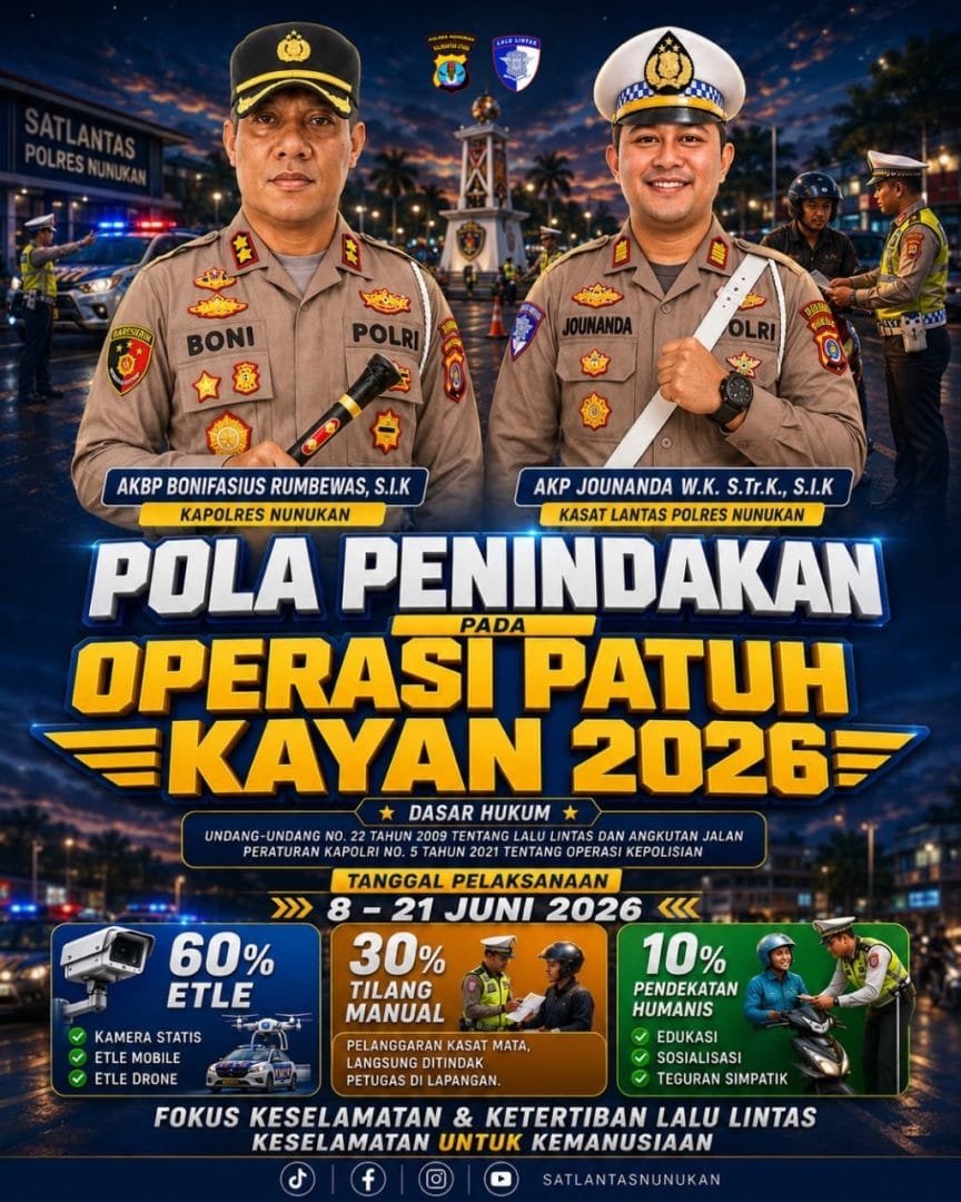 Polres Nunukan Gelar Operasi Patuh Kayan 2026, 60 Persen Pelanggaran Ditindak via ETLE Selama 14 Hari