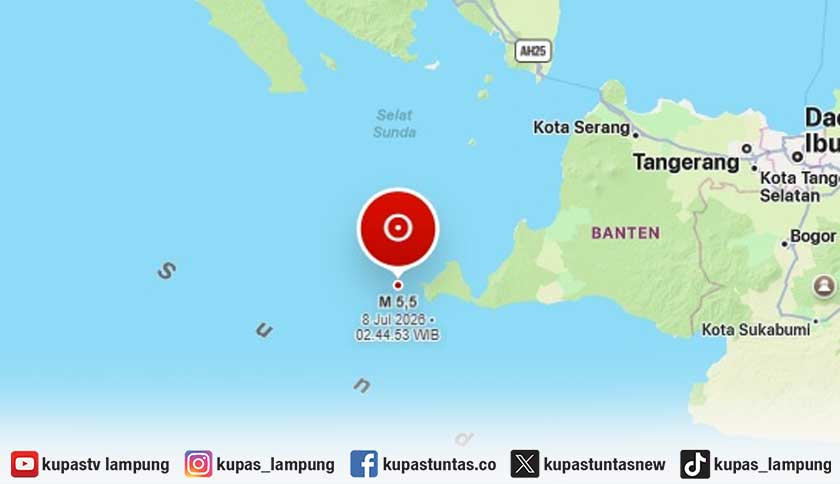 Gempa Magnitudo 5,5 Guncang Selat Sunda, Getaran Terasa Hingga Pandeglang dan Bogor, BMKG Pastikan Tidak Tsunami