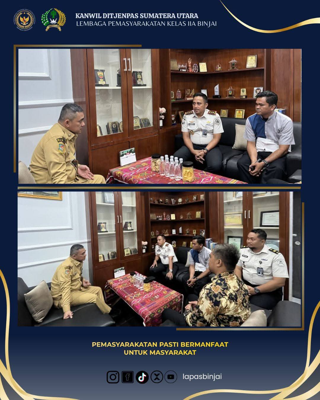 Kepala Lapas Binjai Temui Sekda Kota Binjai, Bahas Program Pembinaan Warga Binaan agar Produktif Saat Kembali ke Masyarakat