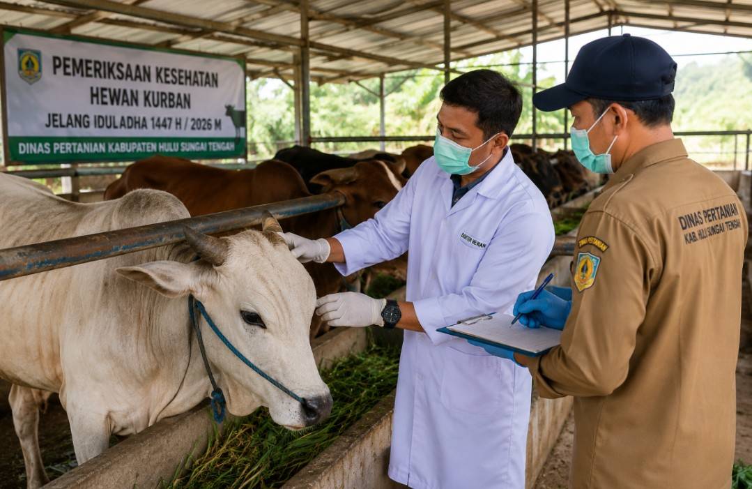 800 Sapi Kurban di Hulu Sungai Tengah Dinyatakan Sehat Jelang Iduladha 2026, Distan Perketat Pengawasan PMK