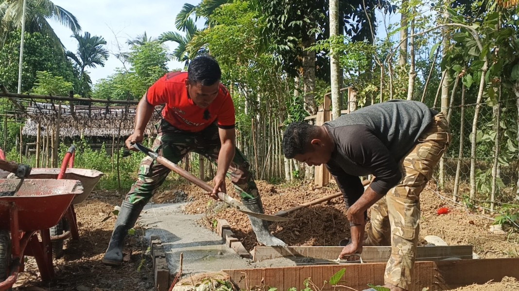 Satgas TMMD Ke-129 Kodim 0102/Pidie Mulai Cor Pondasi 5 Titik MCK di Desa Lhok Panah