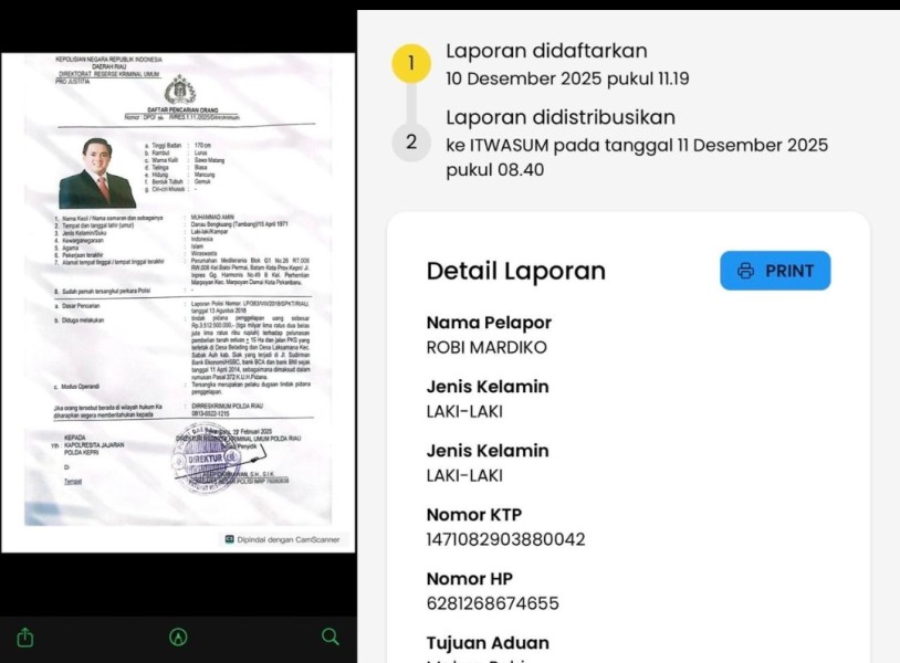 8 Tahun Kasus M Amin Mandek, Kuasa Hukum Laporkan Dirreskrimum Polda Riau ke Propam