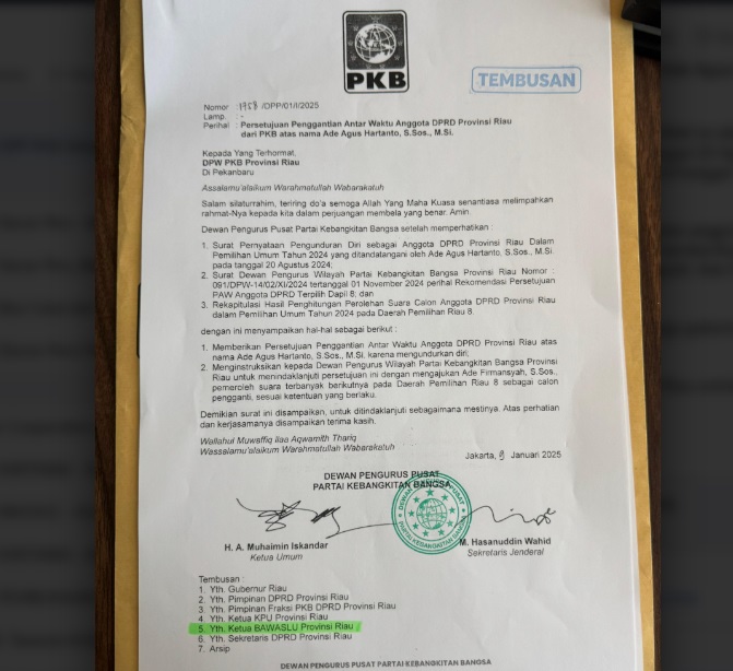 DPP PKB Setujui Ade Firmansyah Gantikan Ade Agus Hartanto di DPRD Riau