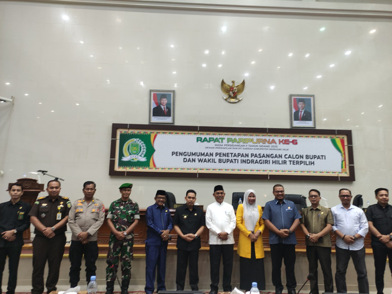 DPRD Inhil Gelar Paripurna Penetapan Paslon Bupati dan Wakil Bupati Inhil Terpilih