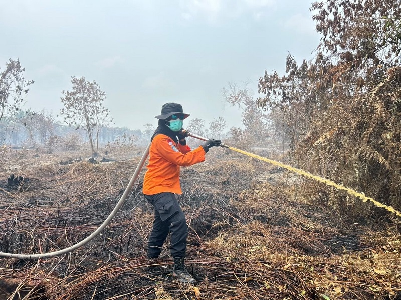 Mendobrak Stigma di Lahan Gambut Dumai, Kisah Sari Rahayu, Rescuer Perempuan Pemburu Api Basarnas