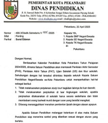 Disdik Pekanbaru Larang Perpisahan di Luar Sekolah, Dana yang Sudah Dipungut Harus Dikembalikan, Berlaku untuk Negeri dan Swasta