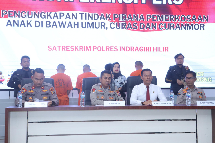Polres Inhil Gelar Konferensi Pers Ungkap Kasus Pemerkosaan, Curas, dan Curanmor