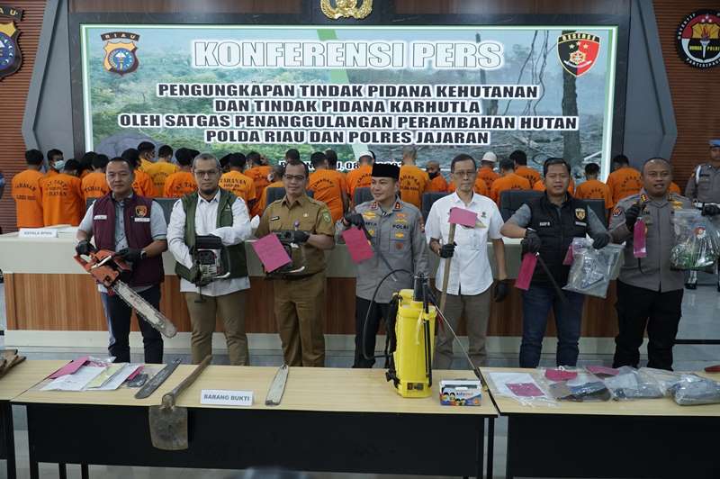 Polda Riau Tangkap 22 Tersangka Perambah Hutan